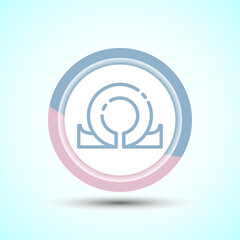 Omega Icon Design Illustration, Omega Letter Icon For Apps and Websites, Pastel Color Button Design