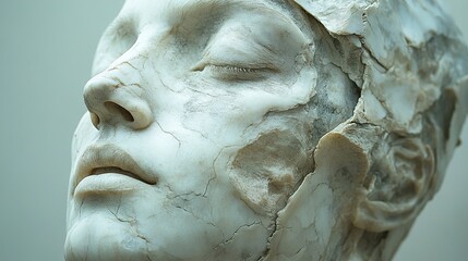 Sticker - Close-Up of a Marble Sculpture of a Human Face