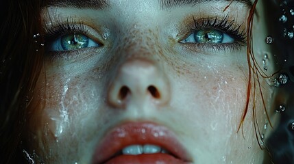 Canvas Print - Close-Up Portrait of a Woman Underwater