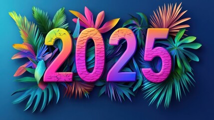 Wall Mural - 2025 Tropical New Year