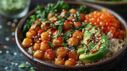 Wall Mural - Delicious Chickpea Bowl with Avocado