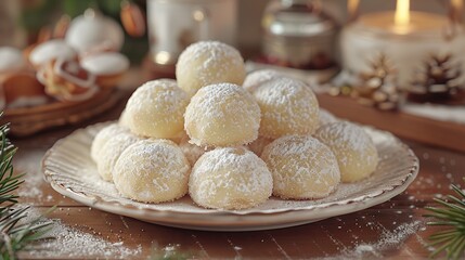 Poster - Snowball Cookies on a Plate