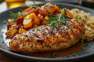 Wall Mural - Grilled Chicken Breast with Quinoa and Roasted Vegetables