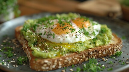 Wall Mural - Avocado Toast with Poached Eggs