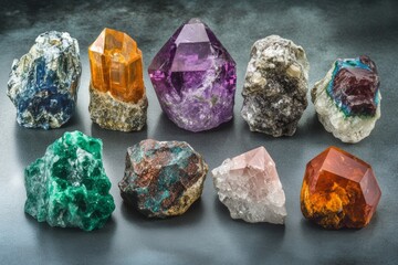 a stunning collection of rare minerals and gemstones showcasing vibrant colors and unique formations