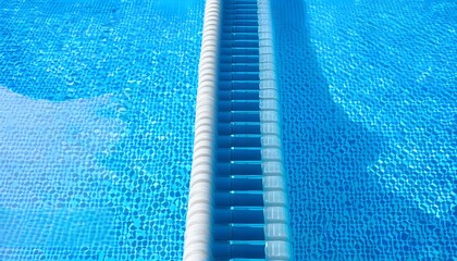 Close-up view of steel drain grid in empty blue swimming pool showcasing water drain filter details