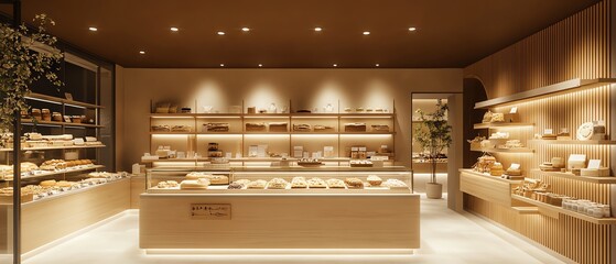 interrior , bekery Shop, BBakery display case, Hommy , Muji Style, White floor