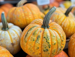 Harvest season pumpkins in fall