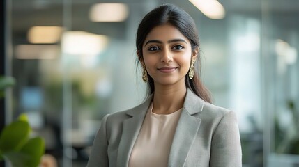 Sticker - Professional Young Woman in Modern Office Setting