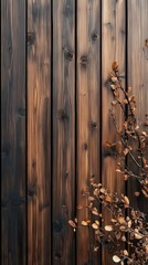 Wall Mural - Wooden wall with vertical slats, modern interior design