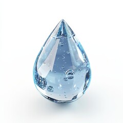 Wall Mural - 3d rendering of a water droplet with a sparkling effect, illustrating the concept of hydration. The droplet is isolated against a clean white background, highlighting its refreshing nature