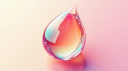 Wall Mural - A vibrant 3d illustration of a skincare droplet, showcasing its glossy surface and light reflections. The droplet is isolated against a soft background, symbolizing purity and hydration