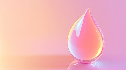 Wall Mural - A vibrant 3d illustration of a skincare droplet, showcasing its glossy surface and light reflections. The droplet is isolated against a soft background, symbolizing purity and hydration