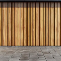 Wall Mural - Wooden wall with vertical slats, modern interior design