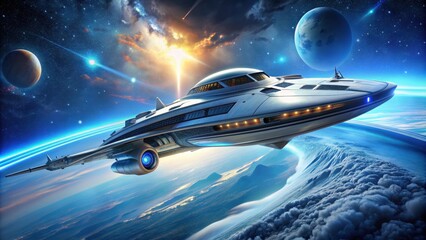 Wall Mural - Futuristic starship with sleek design and advanced technology, technology, space travel, spaceship
