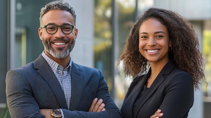 Canvas Print - Professional Business Portraits of Two Colleagues