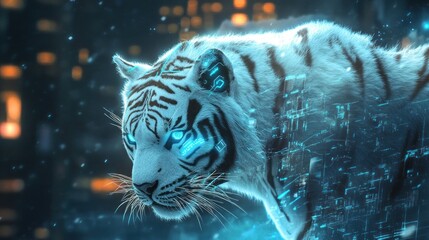 Canvas Print - Cybernetic White Tiger