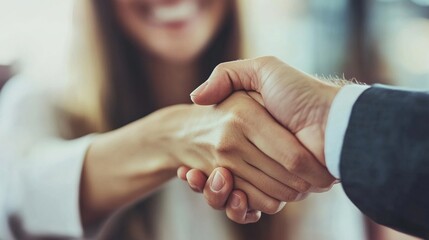 Canvas Print - Professional Handshake in Business Meeting Setting