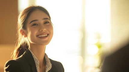 Poster - Smiling Businesswoman in Professional Setting