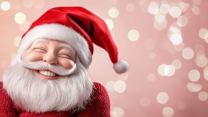 Wall Mural - A smiling Santa Claus with a red hat and beard