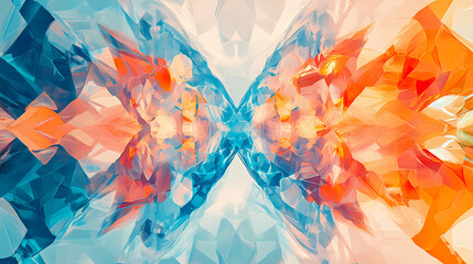 Wall Mural - abstract geometric shapes fractals intricate patterns generative art gradient modern contemporary br