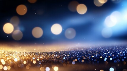 Poster - A blurry image of a field of glitter with a blue sky in the background