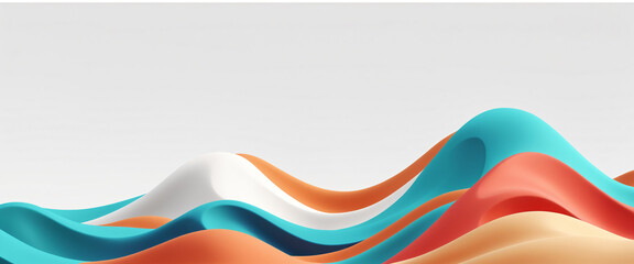 Wall Mural - abstract colored background with curved multicolored waves and surfaces. horizontal wallpaper. color