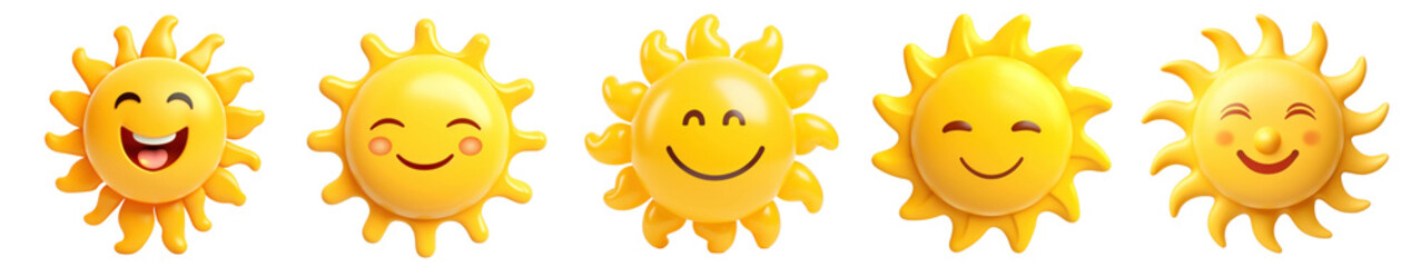 3d summer png cut out element set