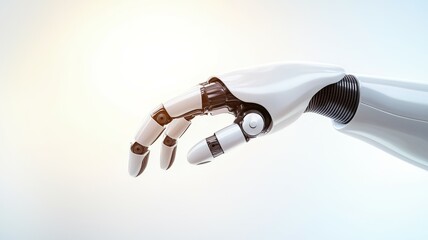 Wall Mural - A robotic hand is shown in a white background