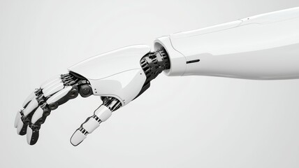 Wall Mural - A robotic hand is shown in a white background