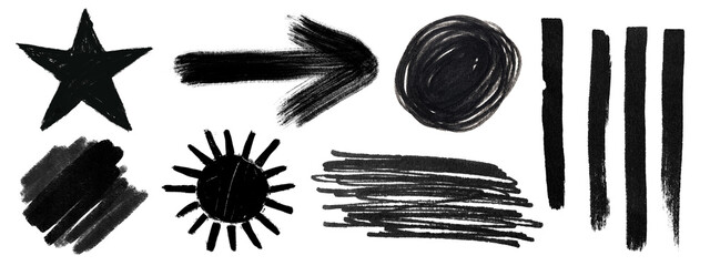 Wall Mural - brush stroke art png cut out element set
