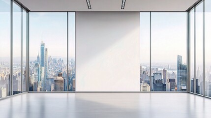 Wall Mural - Modern Office with City Skyline View