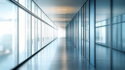 Poster - Modern Office Corridor with Glass Walls