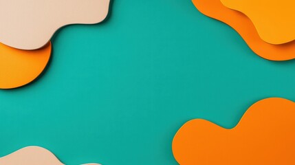 Poster - Abstract Teal and Orange Paper Cut Background with Copy Space