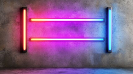 Wall Mural - Futuristic Neon Lights on Concrete Wall   Cyberpunk Design  Glow  Abstract Background