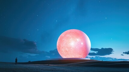 Wall Mural - Glowing Sphere Under Starry Night Sky