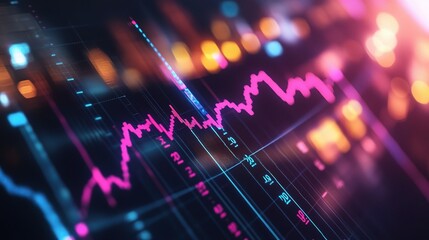 Poster - Colorful Stock Market Graph with Light Effects