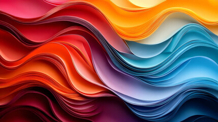 Sticker - Abstract Paper Waves in Vibrant Colors - A  Colorful Design