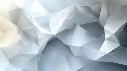 Canvas Print - Abstract Geometric Shapes, Polygonal Background, Low Poly Design, Crinkled Paper Effect, White and Blue Gradient, 3D Design