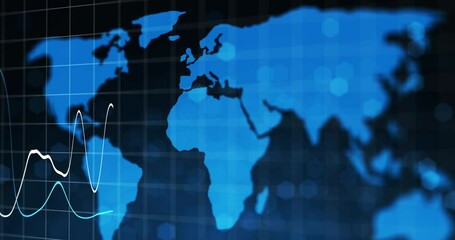 Aufkleber - World map, chart and increase in finance for investment, global trade and sustainable business. International exchange, graph and stock market success for growth in economy or worldwide networking