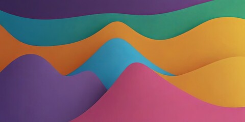 Wall Mural - A colorful mountain range with a rainbow background