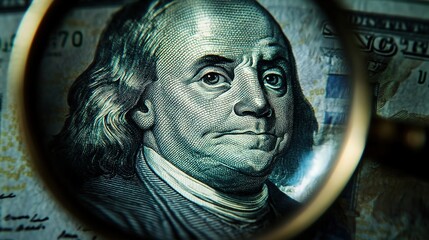 Sticker - Close-Up of Benjamin Franklin on a Dollar Bill