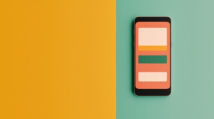 Modern Smartphone Mockup with Minimalist UI on Colorful Background