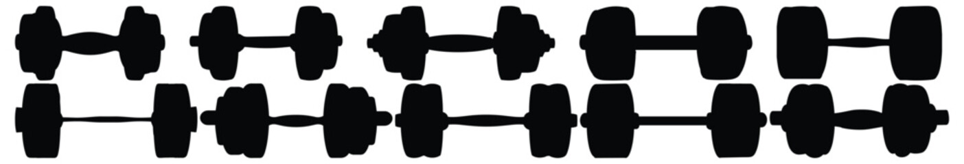 Canvas Print - Fitness silhouette set vector design big pack of dumbbell illustration and icon