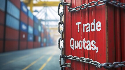 Canvas Print - Trade Quotas and Shipping Containers Background