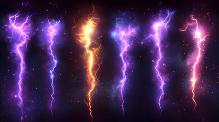 Poster - Lightning Strikes in the Cosmic Sky - A Visual Symphony of Energy