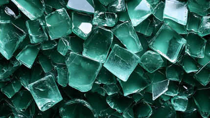 Sticker - Emerald Green Glass Pieces Create a Stunning Abstract Texture