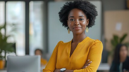 Wall Mural - Confident Woman in Professional Office Setting