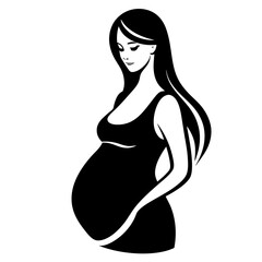 Wall Mural - pregnant women silhouette vector illustration girl black mother 