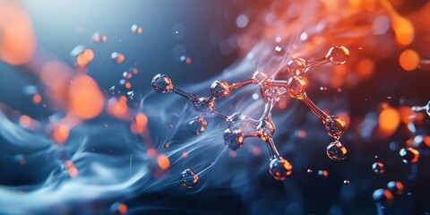 Leinwandbilder - a catalytic reaction on a metal surface, with gas molecules interacting and releasing energy, highlighting surface chemistry.